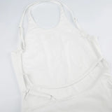 White Backless Sleeveless Side Split Dress