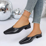Square Toe Women Slippers Mid Heels Fashion Shoes Heeled Sandals Designer Chunky Dress Slides Walking Comfort Sandalias Mujer