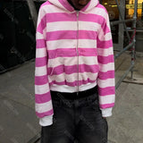 2000s Punk Hip Hop Rock High Street Men Hooded Stripes Pattern Print Fashion Versatile Casual Autumn Winter Coat emo Sweatshirts