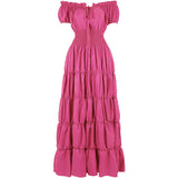 Renaissance Medieval Dress Women Irish Off Shoulder Short Sleeves Elastic Waist Elegant Sexy Long Dress Party  Adult Clothing