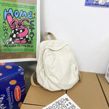 Pbong  100% Cotton Small Backpacks Solid Black Leisure Or Travel Bags Soft Canvas Packages For Women High Quality Cloth Shoulder Bags