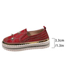 Pbong  Large Shiny Crystal Decor Casual Shoes Woman Plus Size Thick Sole Non Slip Flats Mujer Women's Light Comfort Platform Loafers