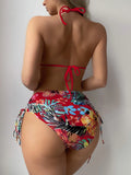 Halter Triangle Bikini Women Swimsuit With Kimono High Waist Swimwear Female Bathers BathingSwimming Swim Suit Beachwear