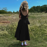 Pbong  Elegant Fashion Women Sexy Evening Party Night Club A-Line Backless Red Dress Long Summer Holiday Chic Casual Dress