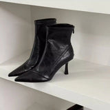 Pbong  Winter New Brand Women High Heel Short Boots Fashion Pointed Toe Ladies Elegant Ankle Boots High Heel Dress Pumps Boots Women