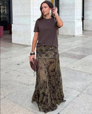 Vintage Paisley Maxi Skirts for Women Chiffon Printed A-line Boho Beach Wear Long Skirt Vacation Style Summer Ladies Faldas