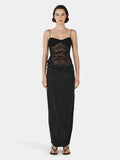 Lace Splice Long Spaghetti Strap Dress Female Backless High Slit Sexy Vacation Dress Elegant Sleeveless Women's Fashion