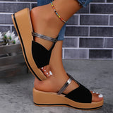 Pbong  New Summer Casual Beach Thick-soled Slippers Wedge Heel Non-slip Sandals Fashionable Open Toe Women's Shoes Plus Size 43