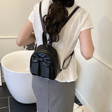 Pbong  Cute Simple Butterfly Knot Small Backpack Versatile Fashionable Stylish Summer Street Trend PU Material Bucket Bag