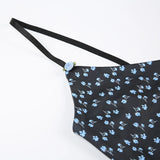 Small Flowers Printing Strap Frill Dress