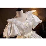 Pbong  White Satin Evening Dress Women's Ball Elegant Long Tail Wedding Lightweight Wedding Dress Luxury Vintage Summer Gown