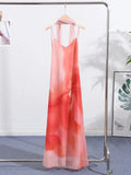 Pbong  Sexy Gradient Printed Scarf  Sling Long Dress Women Sleeveless Backless Female Evening Dress Summer Party Vacation Lady