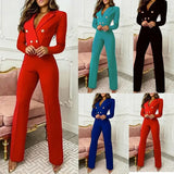 Pbong  Women's Slim Fit Long Sleeve Jumpsuit Autumn Winter New Style Cross-Border Professional One-Piece Suit Chinese Brand AE Stock