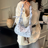 Pbong  New Fashion Oxford Cloth Large Capacity Single Shoulder Bag Women's Underarm Bag Butterfly Knot Print Casual Simple City...