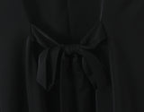 Pbong  Sexy Black Spliced Lace Ruffles O neck Sleeveless Dress Women Tie Bow Sashes Back Single-breasted Buttons Tank Dresses Vestidos