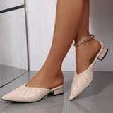Pointed Toe Flats Slippers Women Fashion Shoes Summer Mules Sandals Dress Pleated Slingback Slides New Women Sandals