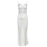 Pbong  Autumn and Spring New Women's Solid Color Slim Fit High Waist Fashionable Sling Sleeveless Backless Dress