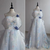 New One Shoulder Light Evening Dress with High Grade Sensation, Forest Student Adult Ceremony, Birthday Party, Princess Dress