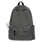 Pbong  Unisex Solid Black Backpacks Large Capacity Waterproof Leisure Or Travel Bags Simple Nylon Light School Bags For Boys Or Girls