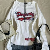 Vintage Punk All Match Sexy Slim Fit Girl T Shirts American Letter Print High Street Punk Tops Y2k Aesthetic Base Commuter Tees