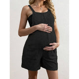 Pbong  Summer Casual Fashionable Maternity Strap Breathable One-piece Shorts in Solid Color Comfortable  Sleeveless For Pregnant Women