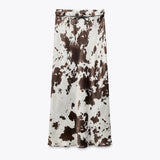 Animal Pattern Printed Midi Skirt Women Summer Fashion Belt  A-Line Long Skirt Vintage High Waist Female Chic Lady Skirts 2025