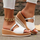 Pbong  New Summer Casual Beach Thick-soled Slippers Wedge Heel Non-slip Sandals Fashionable Open Toe Women's Shoes Plus Size 43