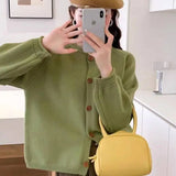Women Sweater Cardigan Soft Knitted Button-Down Long Sleeve Plain Sweater Jacket Top Fall Winter Korean Ladies Chic Outfit