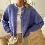Pbong  Women Casual Basic Cardigans Front Button Up Long Sleeve Knitwear Y2K Streetwear Soft Knitted Sweater Tops Outerwear