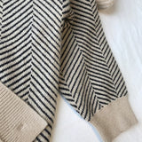 Women's Sweater Button Down V-Neck Striped Cardigan Knitted Tops Single Breasted Autumn Winter Casual Chic Knitwear Outfit