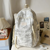 Pbong  Women's Star & Moon Print Backpack Tassel Detail Multi Pocket Adjustable Strap Casual Daily School Travel Bag Back Pack