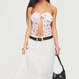 y2k Tube Tops Women Summer Clothes Flower Print Off Shoulder Strapless Front Slit Bandeau 2000s Clothing Streetwear