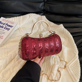Sparkling Sequin Clutch Bag for Women Elegant Evening Purse with Crystal Buckle & Chain Strap Party Wedding Mini Bag