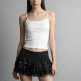 Korean New All Match Lace Edge Design High Street Skirts Y2k Aesthetic Summer Ruffle Slim A-line Short Jupe  Tiered Punk Skirt