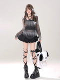 Black A- Line Mini Dress For Women Slimming Cake Skirt Smooths Your Silhouette Legging-Length Skirt Female