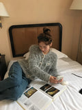 Vintage Temperament Bead Sweater Women Autumn Winter Tops O Neck Knitting Cropped Cardigan Korean Fashion Suéteres