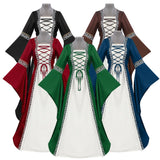 Women Medieval Floor Length Dress Cosplay Costumes Halloween Carnival Stage Performance Gothic Court Victoria Dresses