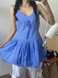 Pbong  Chic Striped Sleeveless Doll Strap Dress Women's Spring New Style Age-Defying Strap Top City Commute Korean Version Loose Fit