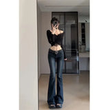 Pbong   Slim Fit High Waist Wide Leg Jeans Women's Fall Slimming Long Straight Floor Length Pants Trendy Versatile Casual Style