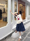 Navy Blue Elastic Waist Skirt Female Faldas Niche Summer High-waisted Slimming Puffy Skirt Y2k Korean A-line Skirts