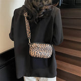 Pbong  Summer Urban Simple Leopard Print Wide Strap Zipper Crossbody Bag Women's Mobile Phone Bag Fashionable Tote Bag Casual Travel