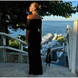Mesh Patchwork Strapless Sexy Maxi Dress For Women Fashion Off-shoulder Backless High Waist Ruched Slim Party Dress Summer 2025