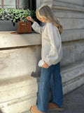 Chic O-neck Mohair Thick Knitted Sweater Women Casual White Loose Cashmere Pullover Lady Autumn Classic Daily Knitwear New