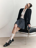 Fashion Solid Gray Pleated Short Skirt 2025 New Spring Summer High Waist A-line Women Skirts College Style Sweet Woman Clothing