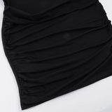 Pbong  Basic Solid Folds Bodycon Dress Sexy Slim Deep V-Neck Long Sleeve Mini Dresses For Women Autumn Spring Fashion Streetwear