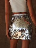 Pbong  Women's Y2K Sequined Sparkle High Waist Bodycon Short Mini Pencil Skirts Glitter Night Out Party Club Streetwear