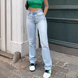hot-selling new women's light blue slim fit high waist stretch casual versatile straight jeans for women