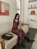 Designer Insect Floral Cowls Sleeveless Long Dress For Women 2024 Summer A Line Bodycon Midi Dress New Collection