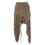 Pbong  Weird Puss Trendy f-length Skirt Irregular Patchwork Women's Faionable Spicy Long Skirt Casual High-waist A-line Skirt