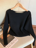 Off Shoulder Knit Top for Women Slash Neck Batwing Sleeve Off-the-Shoulder Sweater Pullover Autumn Winter Elegant Fashion Outfit